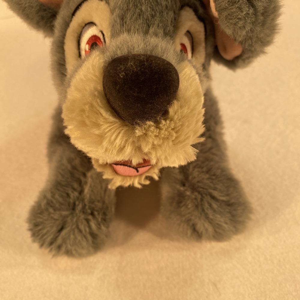 Disney‎ Store Tramp Plush 13" Lady and the Tramp Gray Dog Stuffed Animal Laying - Picture 6 of 12
